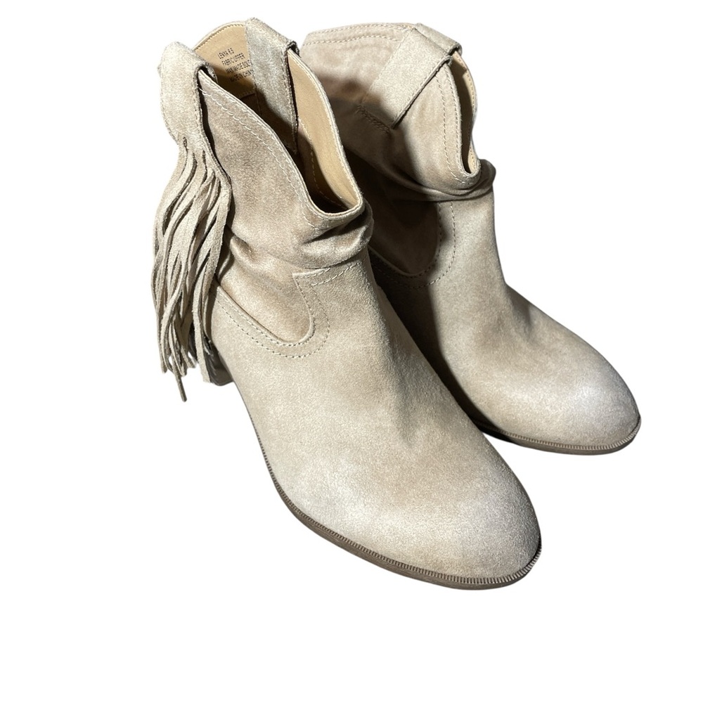 G4- Rock & Candy size 6.5 Beige Ankle Booties suede like country boots - Picture 2 of 4